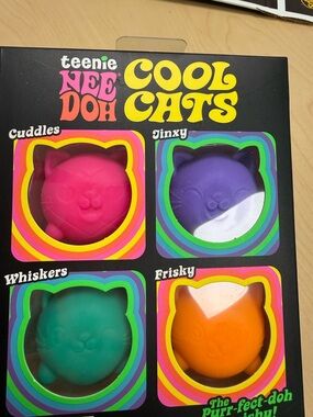 teenie NEE DOH Cool Cats 4-Pack Set - Pink, Purple, Teal, Orange Rare Authentic